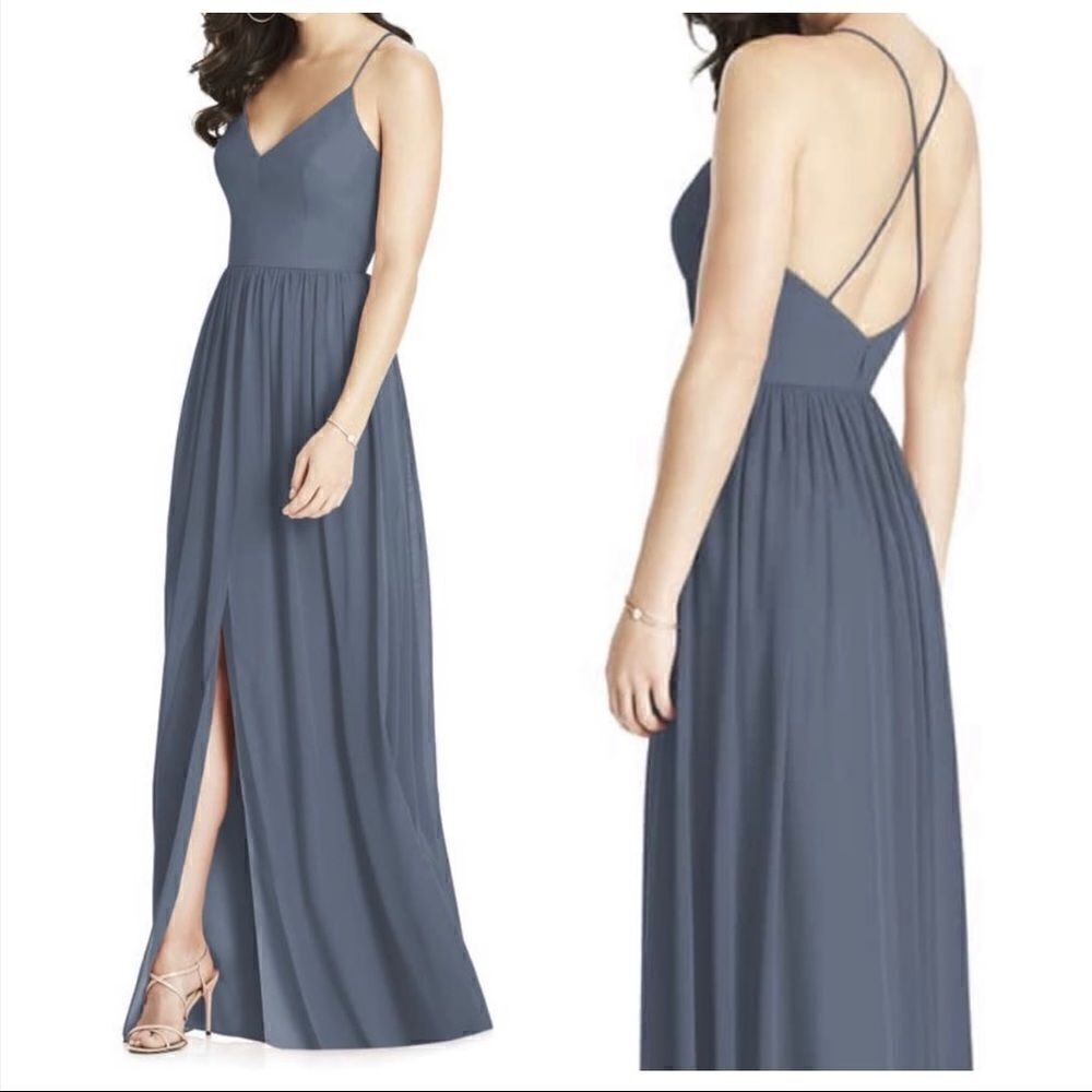 DESSY COLLECTION Spaghetti Strap A-Line Gown